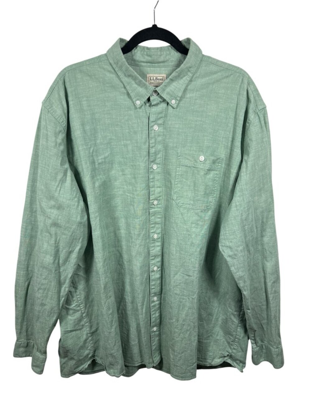 LL Bean Shirt Mens Chambray Shirt Traditional Fit Comfort XXL Tall Cabincore